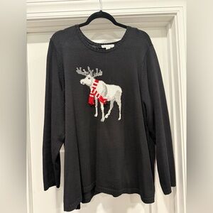 2x winter sweater. Black with moose on front.